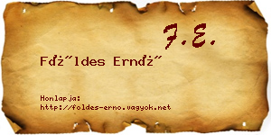Földes Ernő névjegykártya
